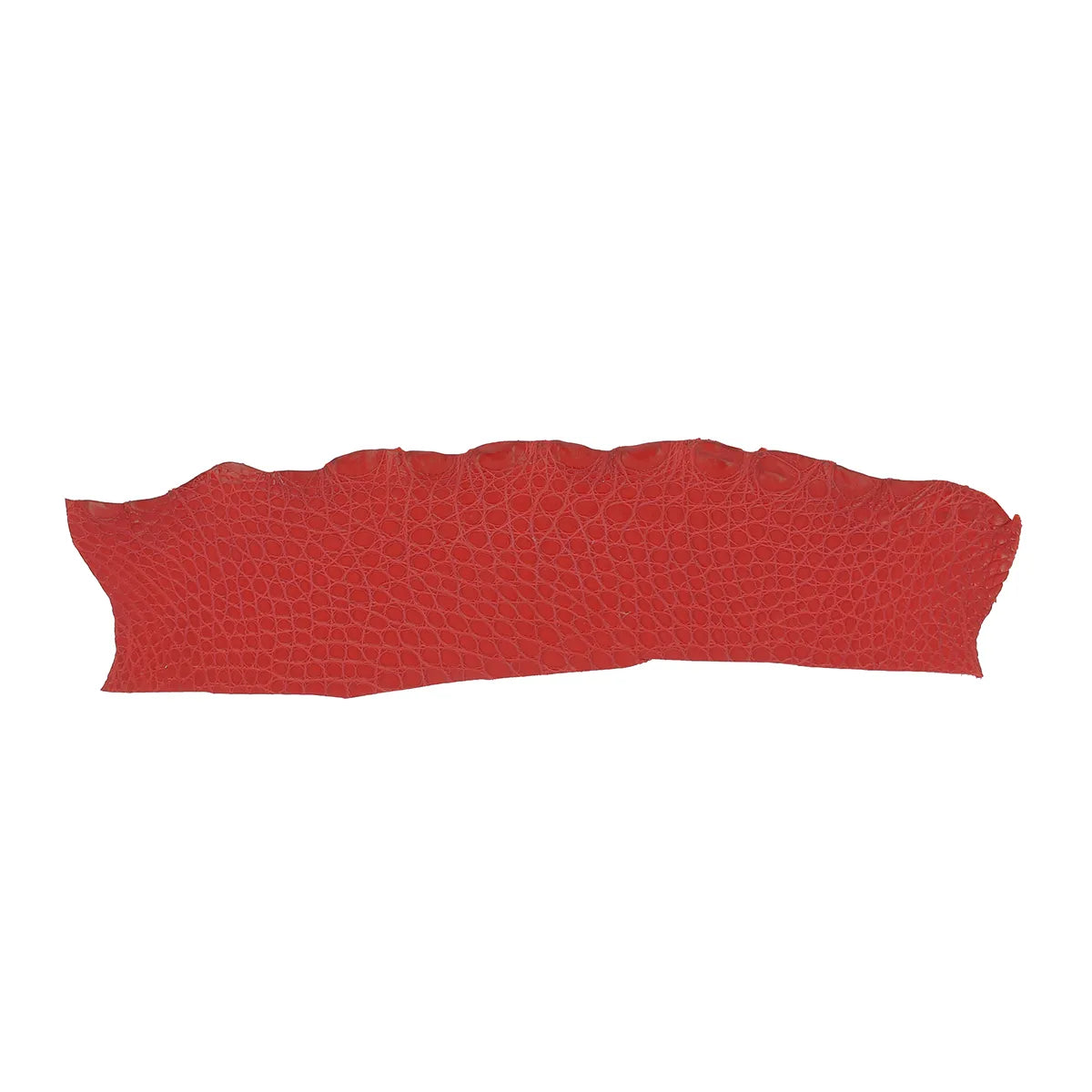 Flanc de cuir d'alligator couleur rouge mat satiné. Cuir exotique idéal pour réaliser des bracelets de montre et bijoux haut de gamme
