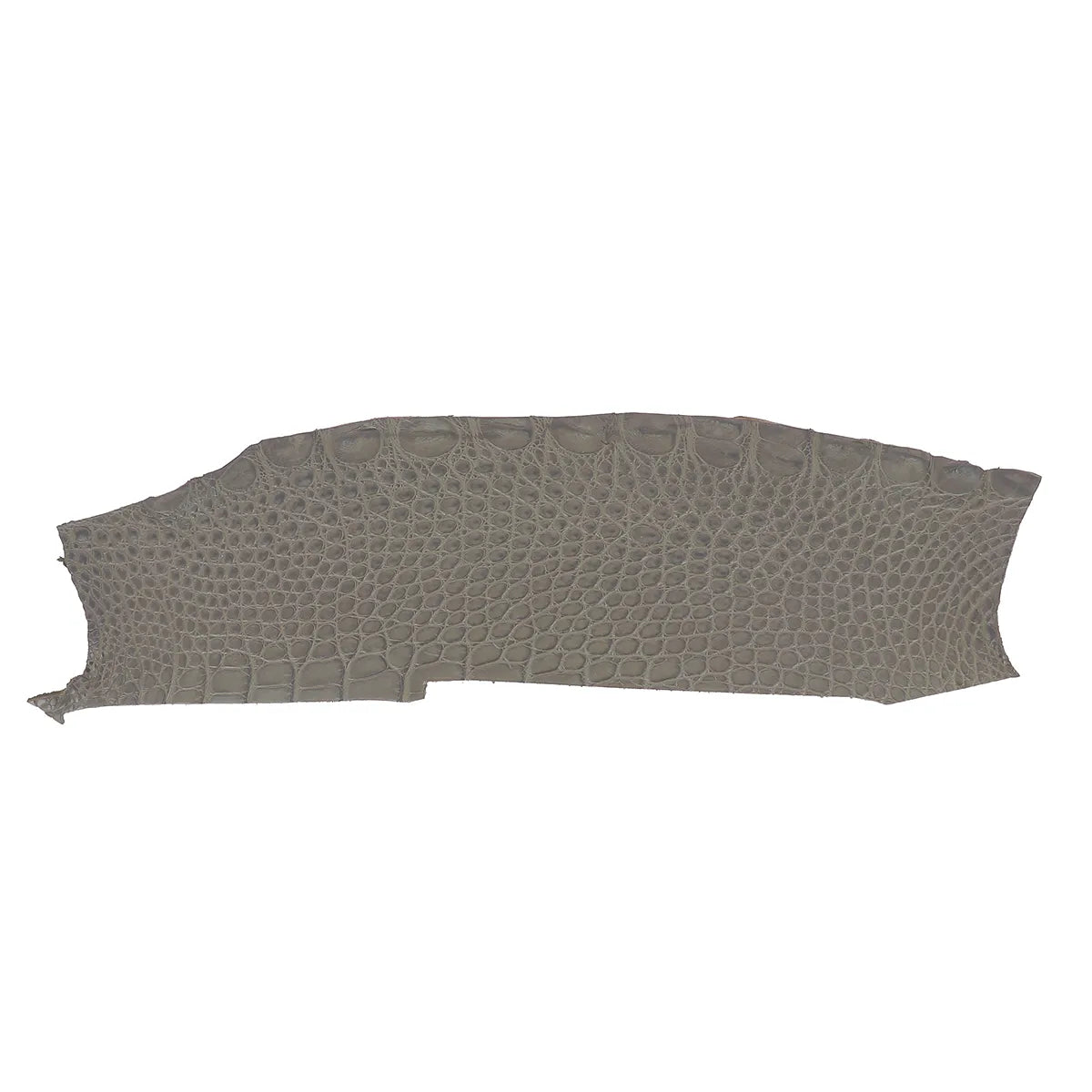 Flanc de cuir d'alligator gris mat. Cuir de croco idéal pour la confection de bracelet de montre, bijoux, petite maroquinerie...