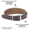 Lanières en cuir cousu de la ceinture Deco Cuir en cuir de croupon tannage végétal, couleur chocolat.