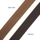 Lanières en cuir de croupon tannage végétal, ceinture cousue Deco Cuir couleur chocolat, détails de finition en cuir naturel.