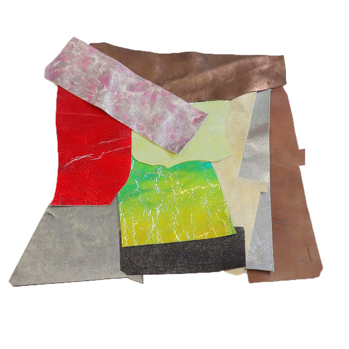 Chutes de cuir fantaisie Deco Cuir, lot de 250 g, morceaux colorés et variés pour créations artisanales.