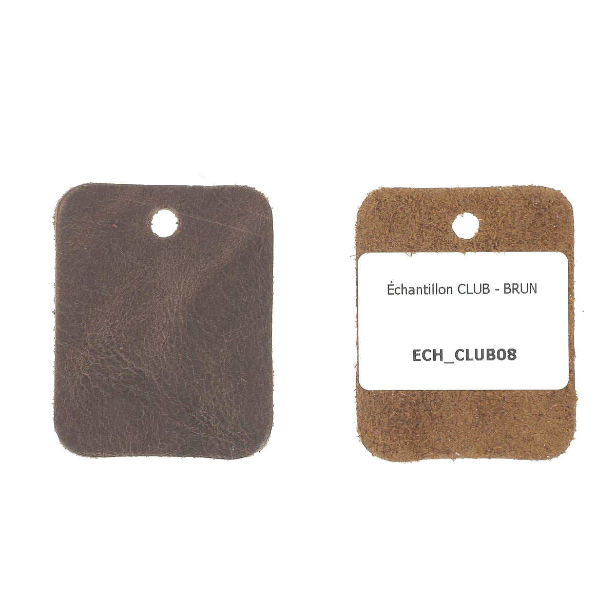 Échantillon de cuir vachette ameublement CLUB de Deco Cuir, brun, texture lisse et souple pour mobilier.
