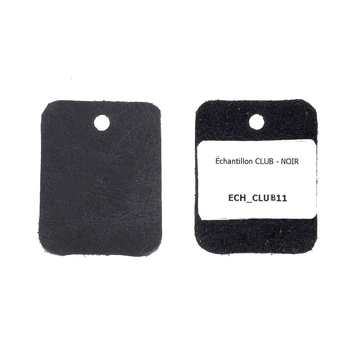 Échantillon de cuir vachette noir pour ameublement de la marque Deco Cuir, texture lisse et finition élégante.