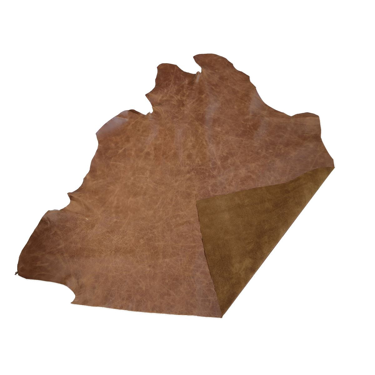Peau de cuir de vachette CLUB couleur caramel pour ameublement, texture souple et élégante, vue rapprochée.
