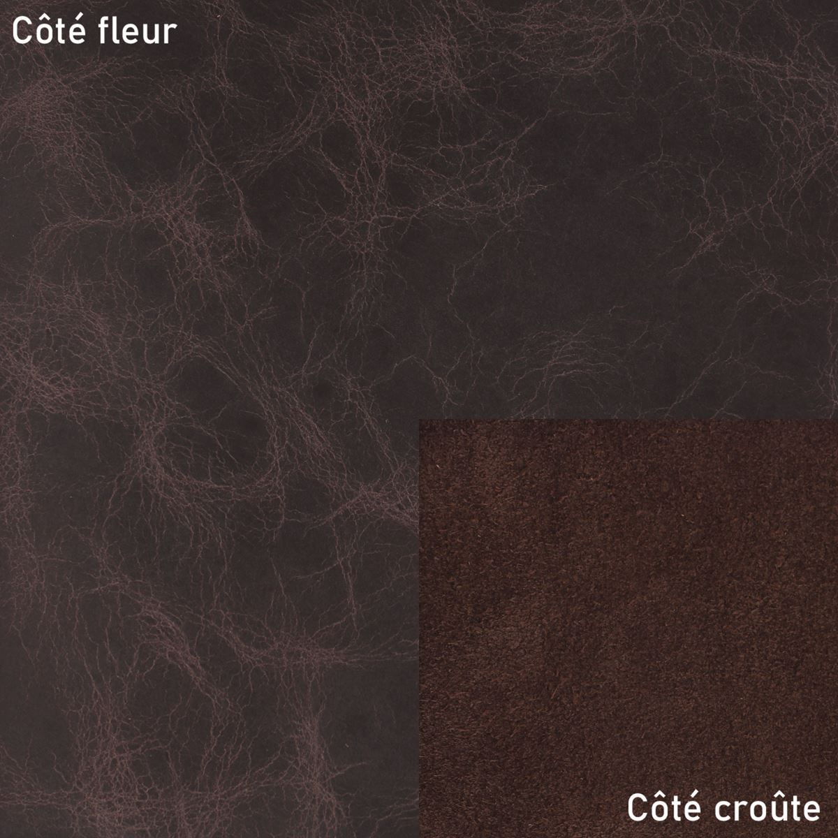 Peau de cuir de vachette pour ameublement CLUB en chocolat, texture lisse et souple, idéale pour décoration intérieure.