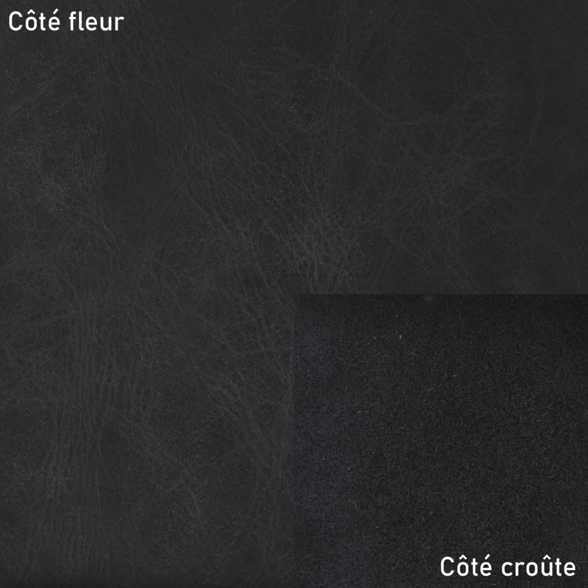 Peau de cuir de vachette noire pour ameublement, modèle CLUB, texture lisse et élégante, idéale pour la décoration intérieure.