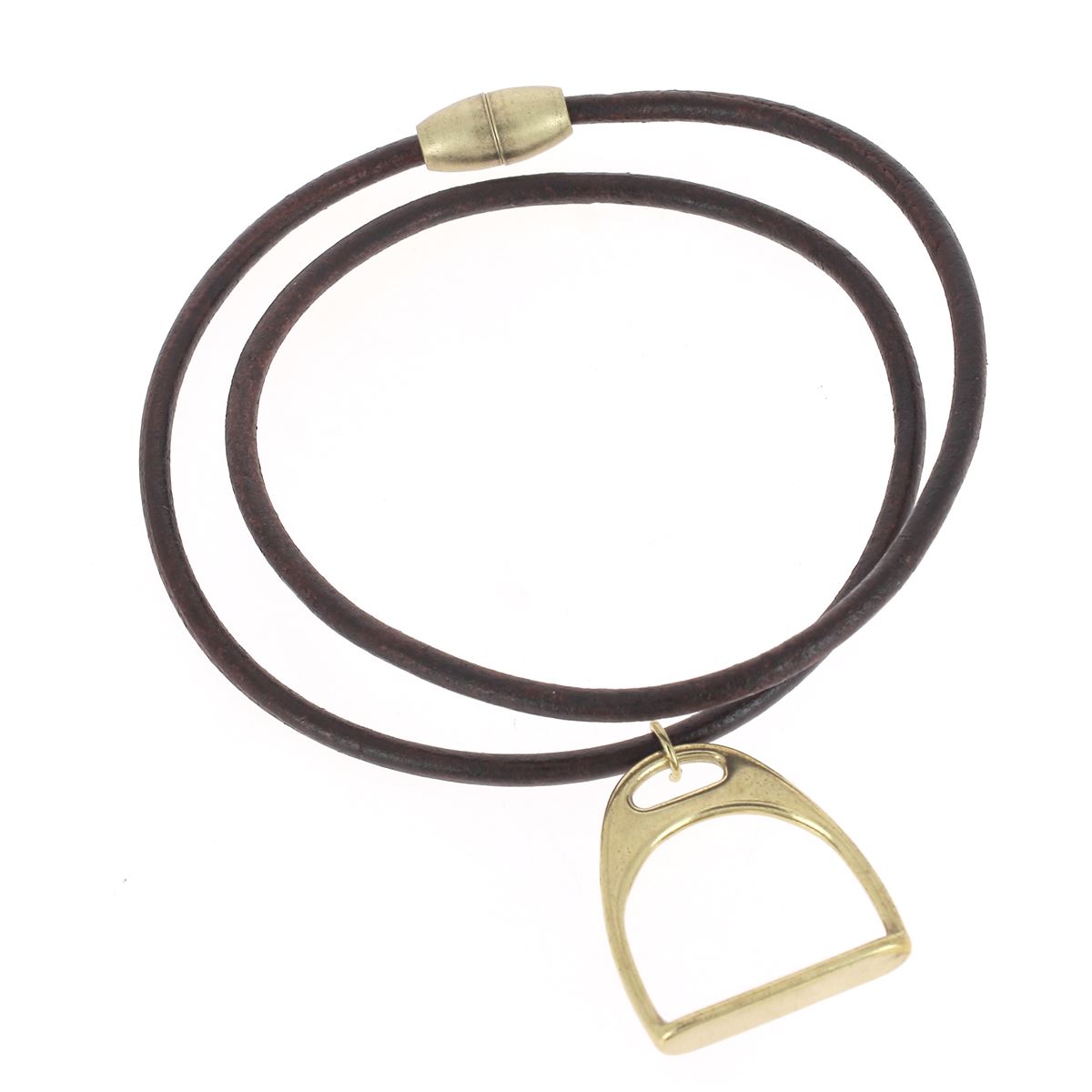 Fermoir bijou aimanté en laiton vieilli, cylindre, pour collier en cuir DIY, avec lanière en rond de 3mm.