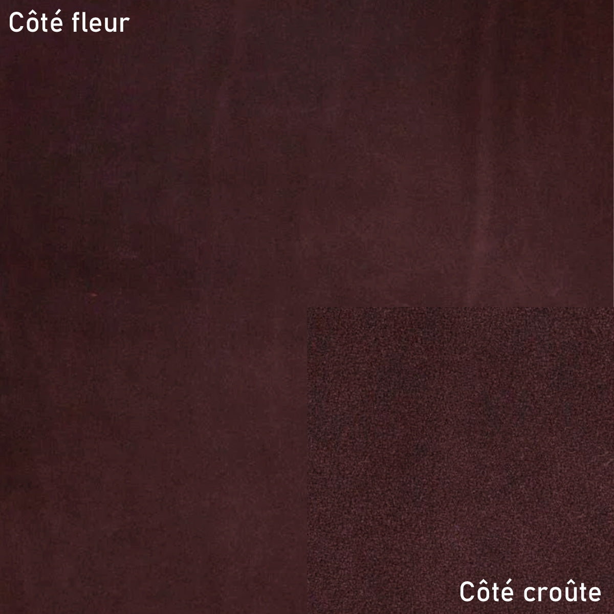 Échantillon de cuir végétal NIAGARA Radermecker en chocolat, texture et couleur du cuir tanné végétal.
