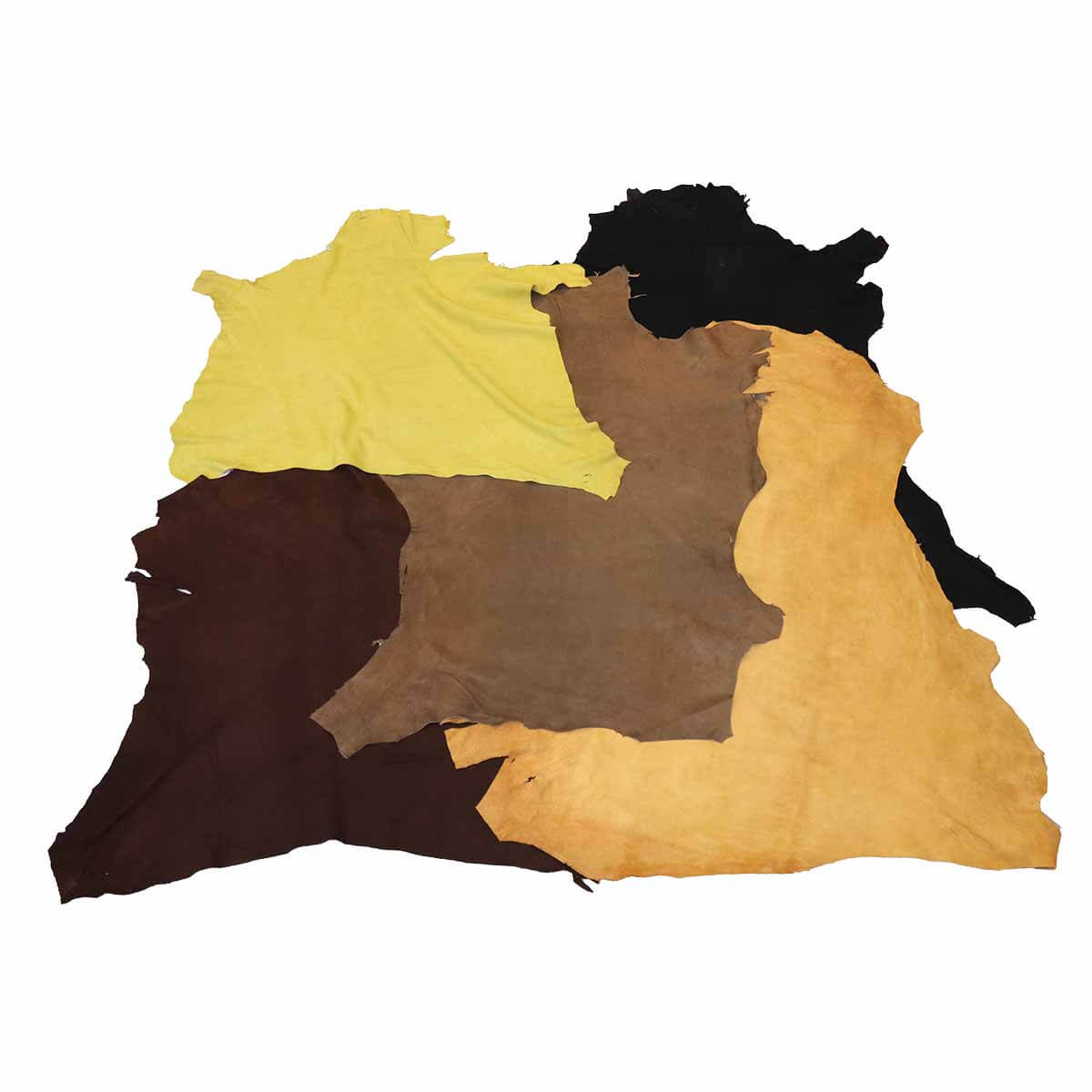 Lot de 5 peaux de cuir de chèvre velours Deco Cuir, cuir souple et doux pour projets de maroquinerie ou décoration.