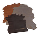 Lot de 3 peaux de cuir de chèvre pleine fleur Deco Cuir, couleurs automne, textures riches, idéal pour créations artisanales.