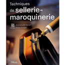 Livre "Techniques de sellerie-maroquinerie" d'Emmanuelle Sarsar et Anaïs Guégan, couverture illustrée avec outils et matériaux.