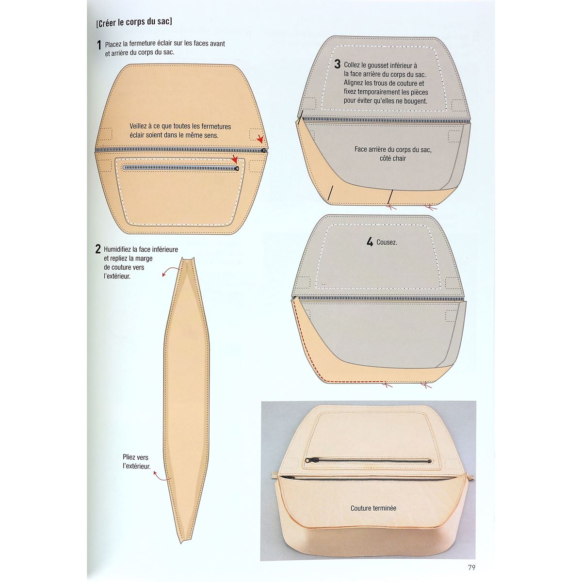 Livre "Sacs en cuir" de Yoko Ganaha, livre et patron avec 18 modèles à fabriquer soi-même, couverture illustrée de sacs en cuir.