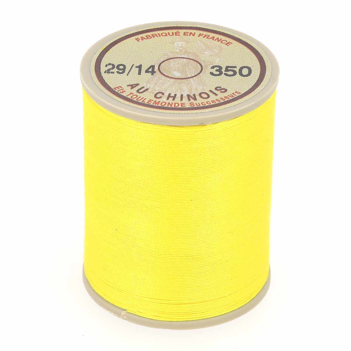 Bobine de 750m de fil cordonnet 100 % polyester « AU CHINOIS » en jaune, mercerie, diamètre 0,63mm
