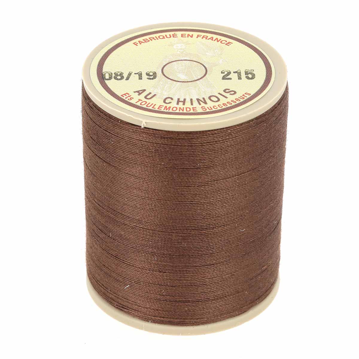 Bobine de 750m de fil cordonnet 100 % polyester "AU CHINOIS" marron, type mercerie, diamètre 0,63mm, marque Fil au Chinois
