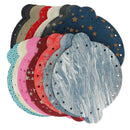 Lot de 25 découpes de croûte de cuir pour bourse Deco Cuir, diamètre 20 cm, en cuir fantaisie pour créations artisanales.