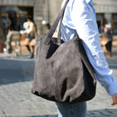 Kit DIY Deco Cuir pour sac cabas en croûte de cuir gris anthracite, création artisanale à assembler soi-même.