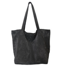 Kit DIY pour sac cabas en croûte de cuir gris anthracite, création Deco Cuir, image montrant le matériau et la forme du sac.