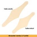 Découpe en cuir naturel pour bracelet enfant avec motif losange, fabriquée par Deco Cuir, pour personnalisation.