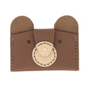 Kit DIY pour porte-cartes en cuir avec ours en marron foncé, création artisanale de Deco Cuir.