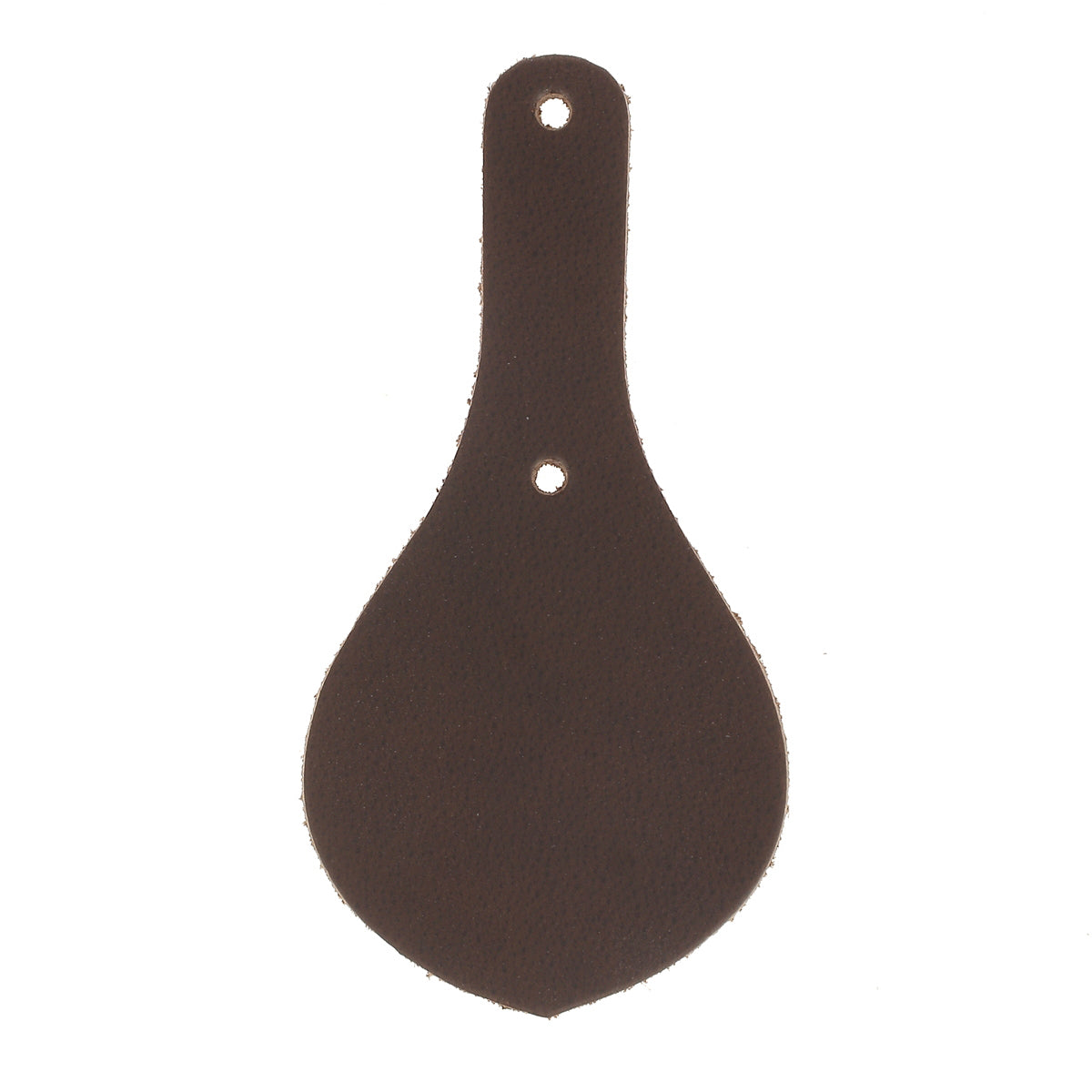 Découpe de cuir blason pour porte-clés en cuir teinté, fabriquée par Deco Cuir, avec rivets pour fixation.