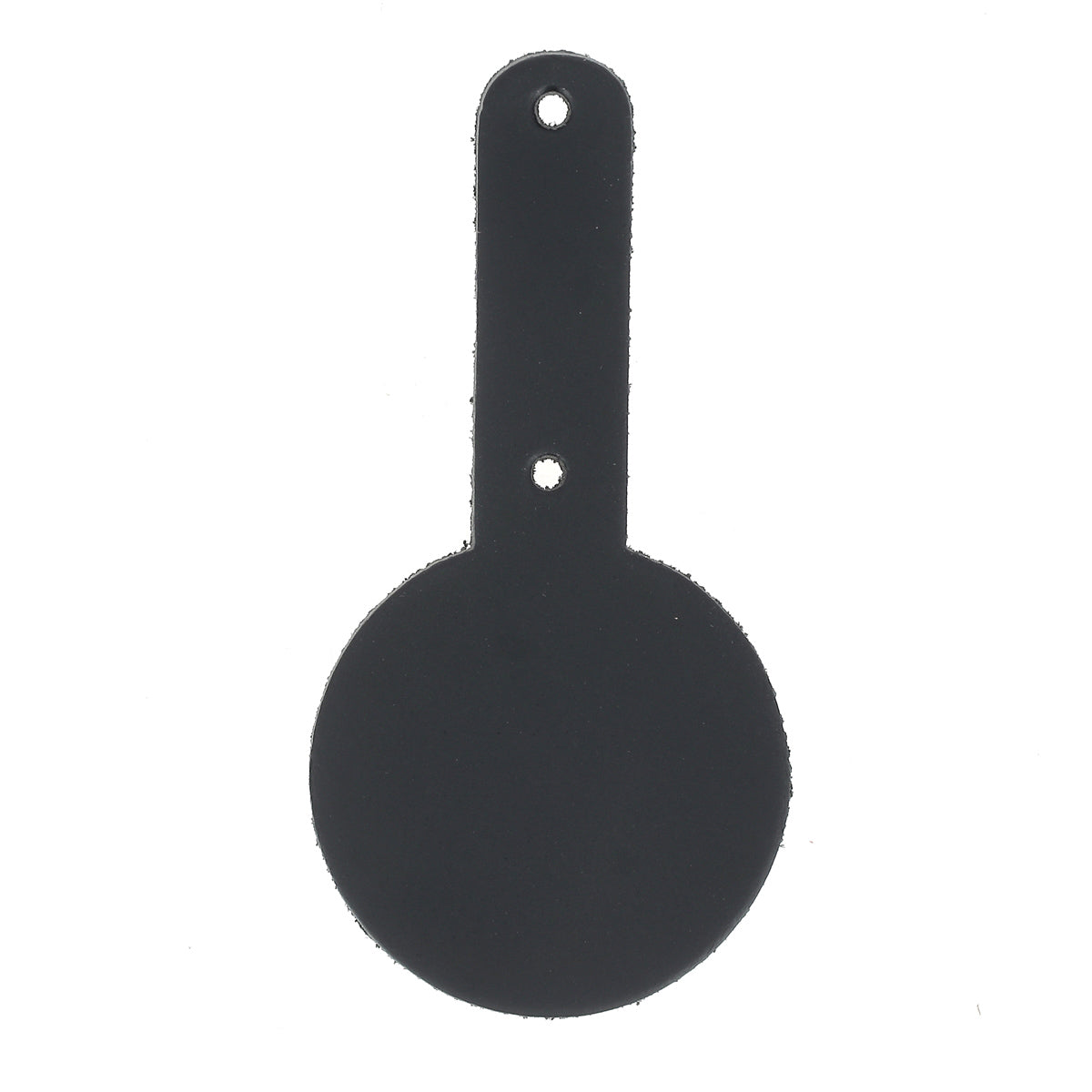 Découpe de cuir médaille pour porte-clés en cuir teinté, à riveter, par Deco Cuir, montrant la forme de la médaille.