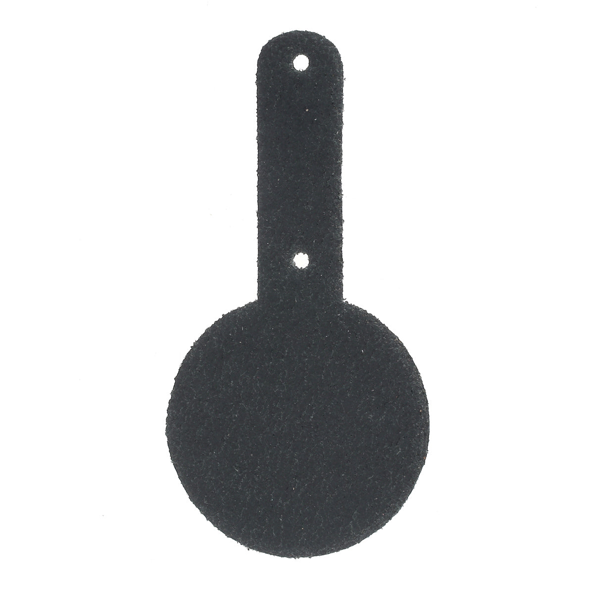 Découpe de médaille en cuir teinté pour porte-clés, en cuir, rivetée, créée par Deco Cuir, pour personnalisation.