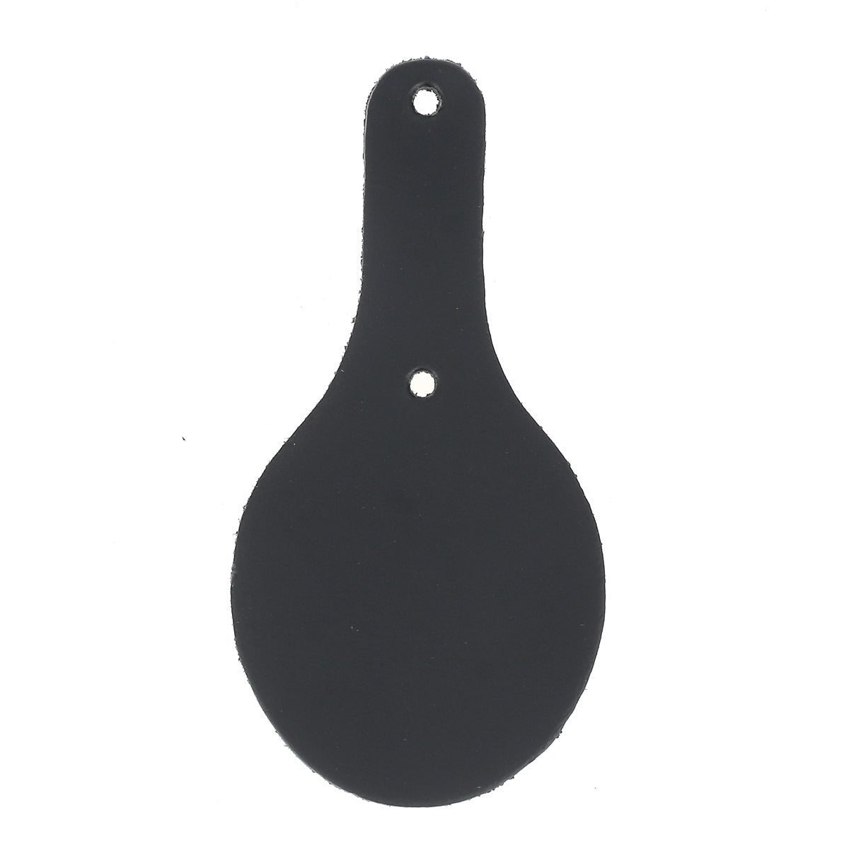 Découpe ovale en cuir teinté pour porte-clés, conçue pour rivetage, par Deco Cuir, image montrant la découpe en cuir.