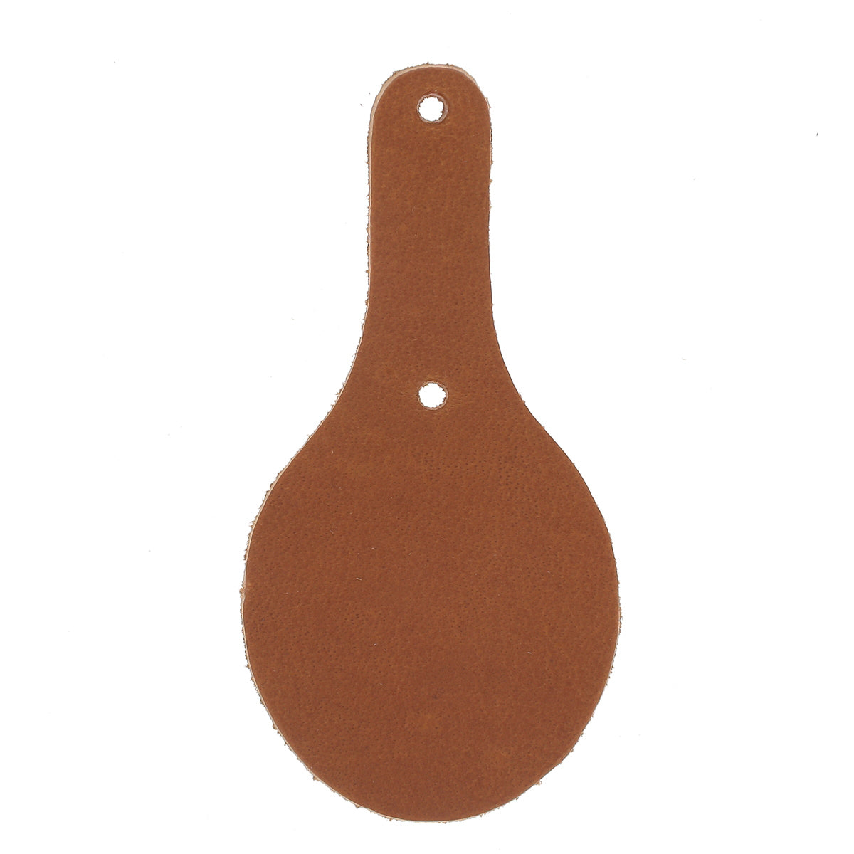 Découpe ovale pour porte-clés en cuir teinté Deco Cuir, conçue pour rivetage, visible en cuir coloré et finition précise.