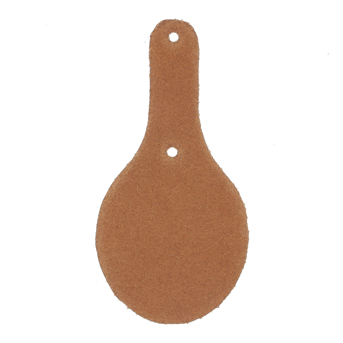 Découpe ovale pour porte-clés en cuir teinté avec rivets, fabriquée par Deco Cuir, adaptée à la création d'accessoires en cuir.