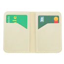 Porte-cartes double en cuir or clair de la marque KitenCuir, avec fil crème, pour création DIY, visible avec détails du design.