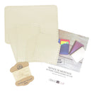 Porte-cartes double KitenCuir en cuir or clair avec fil crème, kit DIY pour création de porte-cartes personnalisé.