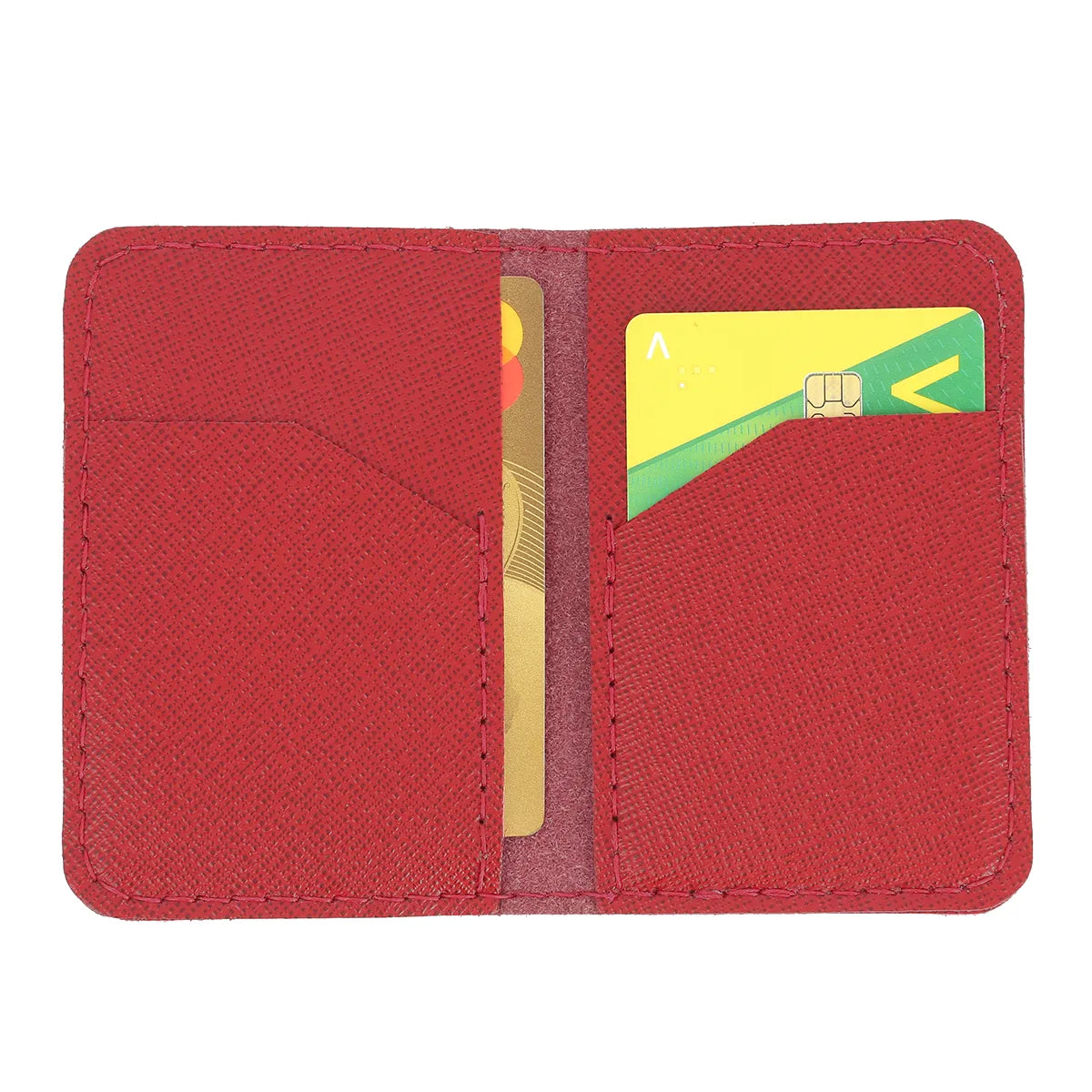 Porte-cartes en cuir rouge à assembler. Kit à offrir ou idéal pour s'initier à la petite maroquinerie