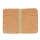 Porte-cartes double en cuir bronze marron avec fil beige, kit DIY KitenCuir pour créations de porte-cartes.