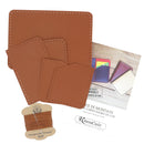 Kit DIY complet pour assemblez son propre porte-cartes en cuir marron, matériel et notice fournis.