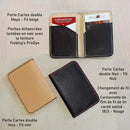 Porte-cartes double KitenCuir Inca en fil noir, kit DIY de création en cuir avec deux compartiments visibles.