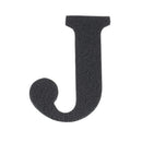 Découpe de lettre de l'alphabet en cuir noir par Deco Cuir, autocollante, idéale pour décoration ou projets créatifs.