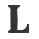 Découpe de lettres de l'alphabet en cuir noir, autocollantes, marque Deco Cuir, idéale pour décoration et personnalisation.