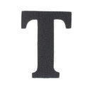 Découpe de lettre de l'alphabet autocollante en cuir noir par Deco Cuir, idéale pour personnaliser vos projets créatifs.