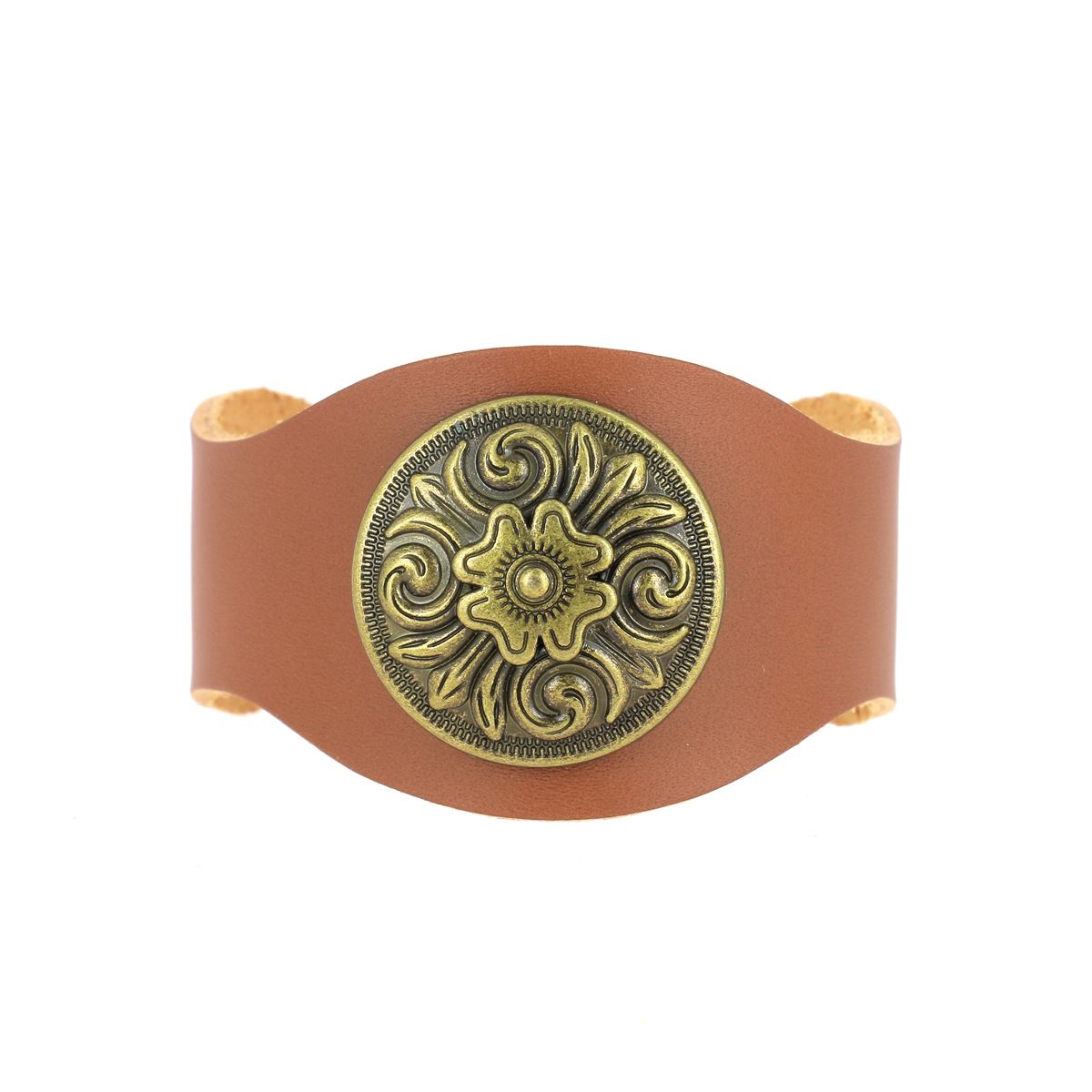 Découpe pour bracelet en cuir naturel Deco Cuir, personnalisé pour enfant, avec trois vagues, en gros plan.