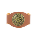 Découpe pour bracelet en cuir naturel Deco Cuir, personnalisé pour enfant, avec trois vagues, en gros plan.
