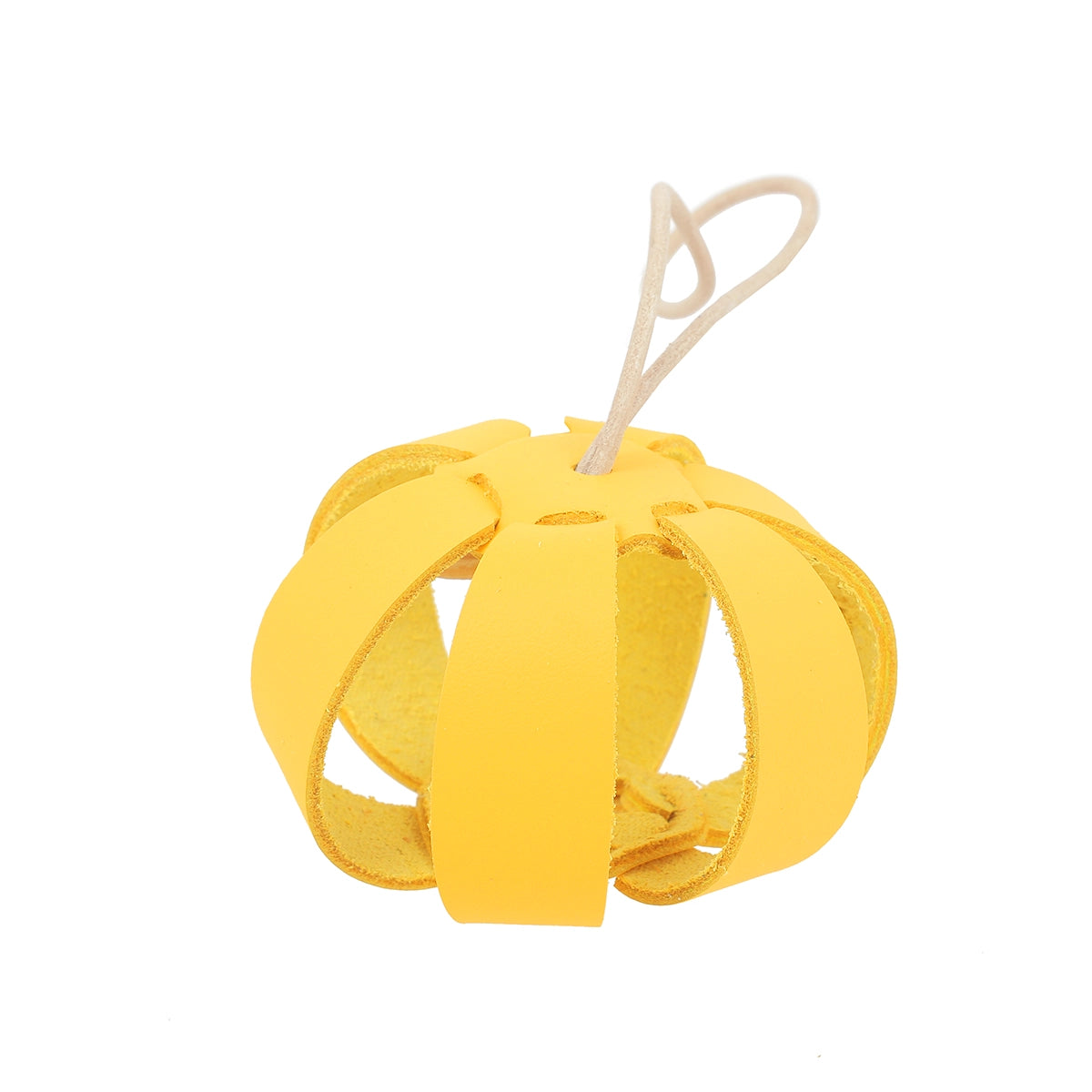 Boule de Noël en cuir jaune. Décoration de Noël artisanale 