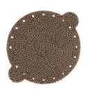 Découpe pour bourse en cuir lainé frisé de couleur marron, fabriquée par Deco Cuir, montrant la texture du cuir et la découpe.