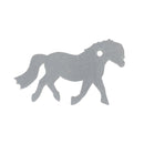 Découpe PONEY pour porte-clés en cuir gris, pièce de décoration en cuir de la marque Deco Cuir, illustrée sur une surface claire.