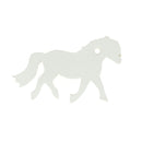 Découpe PONEY en cuir blanc pour porte-clés, outil de découpe de la marque Deco Cuir, utilisé pour personnaliser des accessoires.