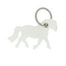 Découpe de cuir en forme de poney pour porte-clés, fabriquée par Deco Cuir, sur fond blanc.