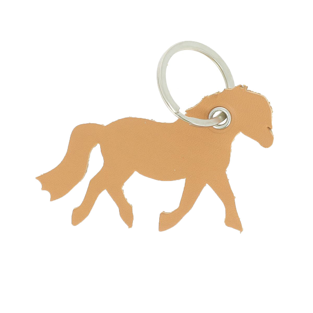 Découpes de cuir PONEY pour porte-clés, lot en MIEL, Gris et Noir, marque Deco Cuir, image des découpes en cuir coloré.