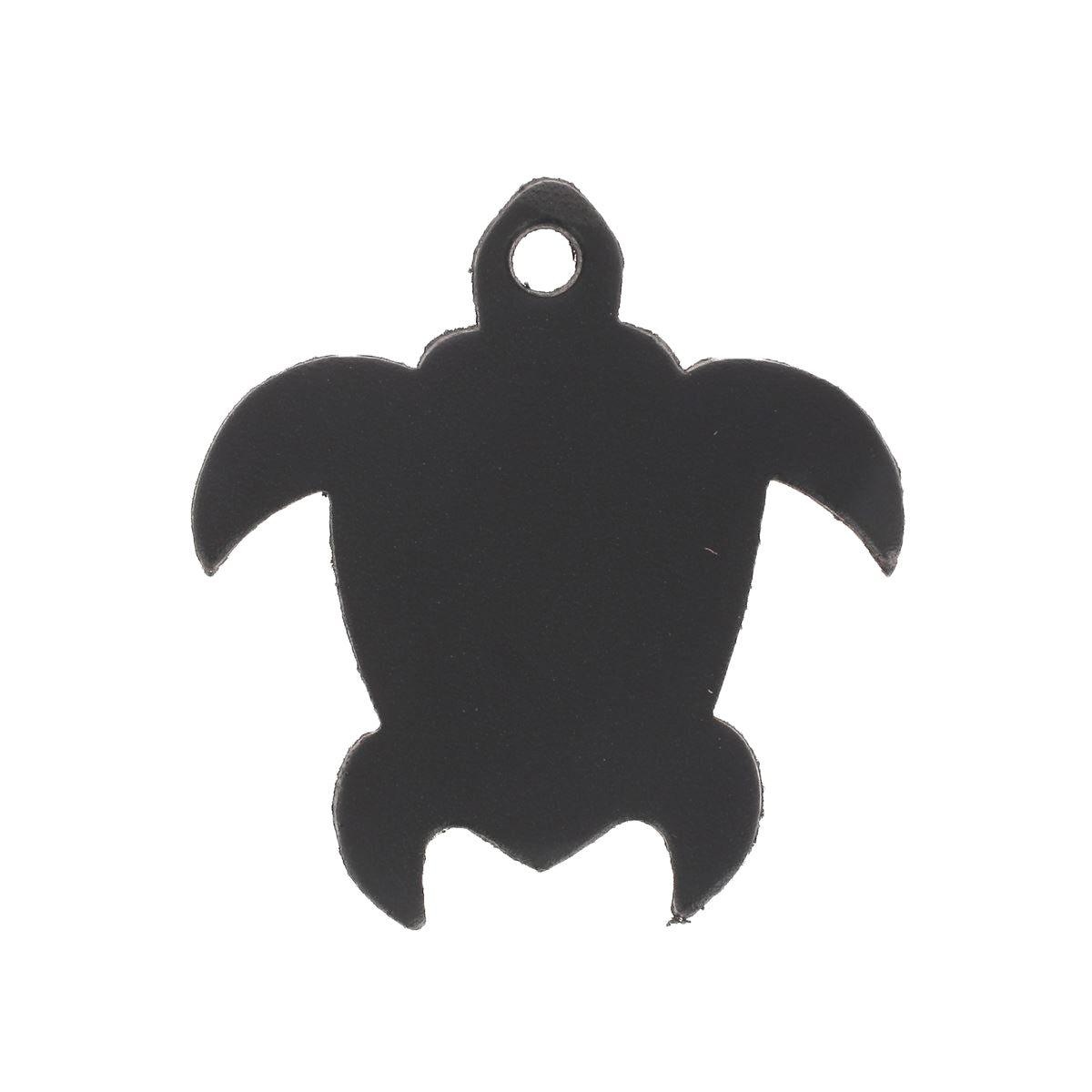 Découpe en cuir de tortue pour porte-clés, fabriquée par Deco Cuir, montrant la forme détaillée en cuir naturel.