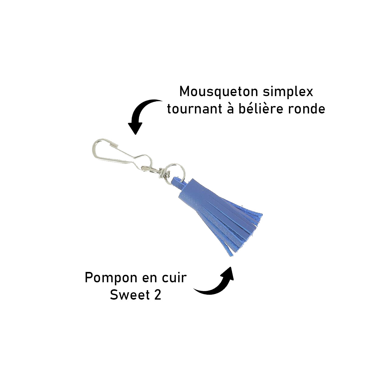 Lot de 10 découpes de cuir POMPONS pour porte-clés en cuir Sweet 2, couleurs vives, marque Deco Cuir.