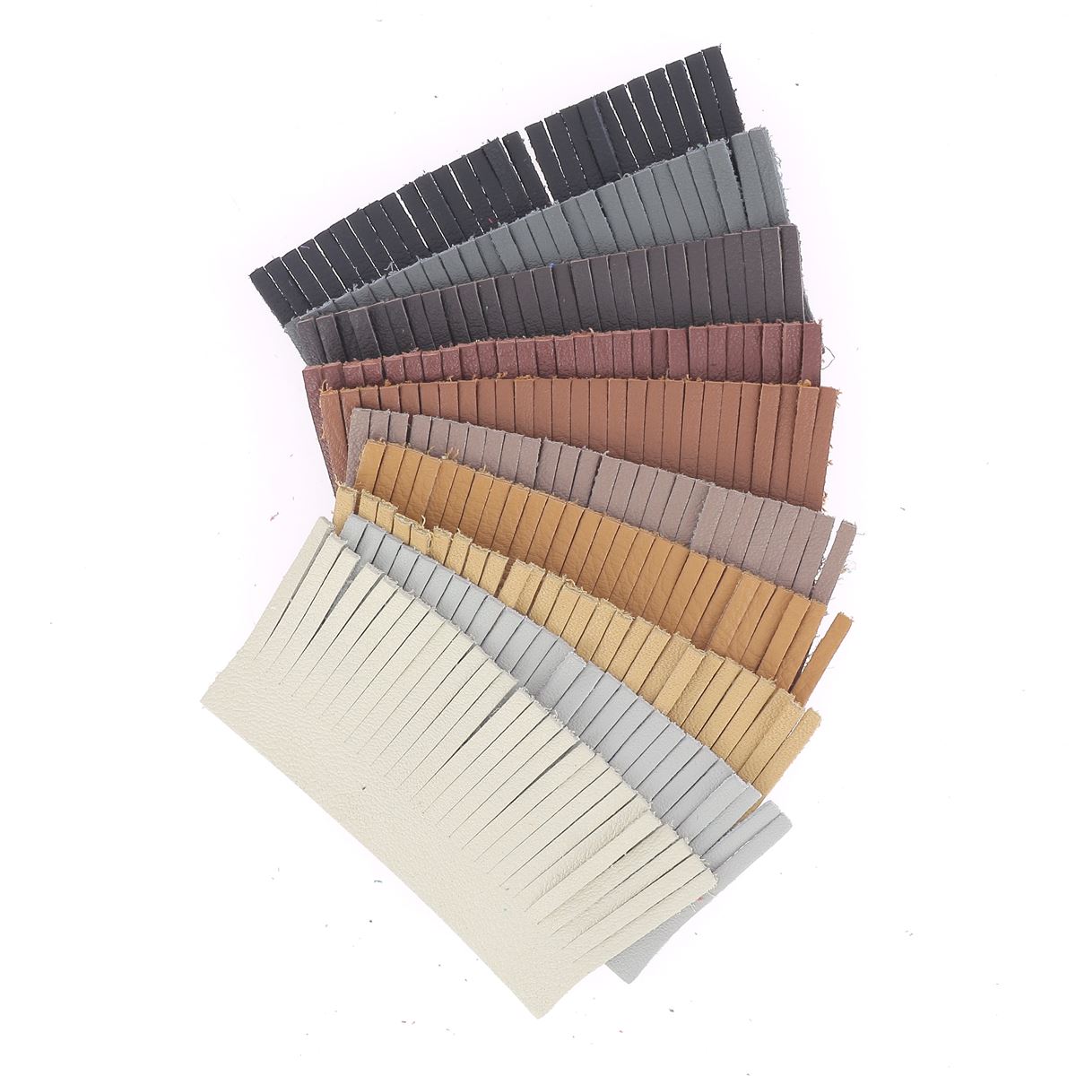 Lot de 10 découpes en cuir POMPONS pour porte-clés Sweet 2 de Deco Cuir, couleurs automnales, décorations pour porte-clés.