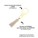 Découpe POMPON en cuir taupe pour porte-clés, fabriquée par Deco Cuir, avec motif rond et finition soignée.